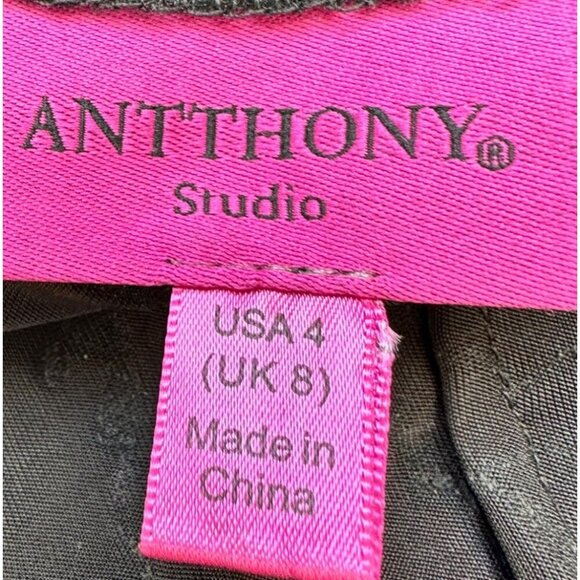 Antthony Studio Midi Dress Women 4 Black Rose Embroidered Bell Sleeve - Picture 6 of 11